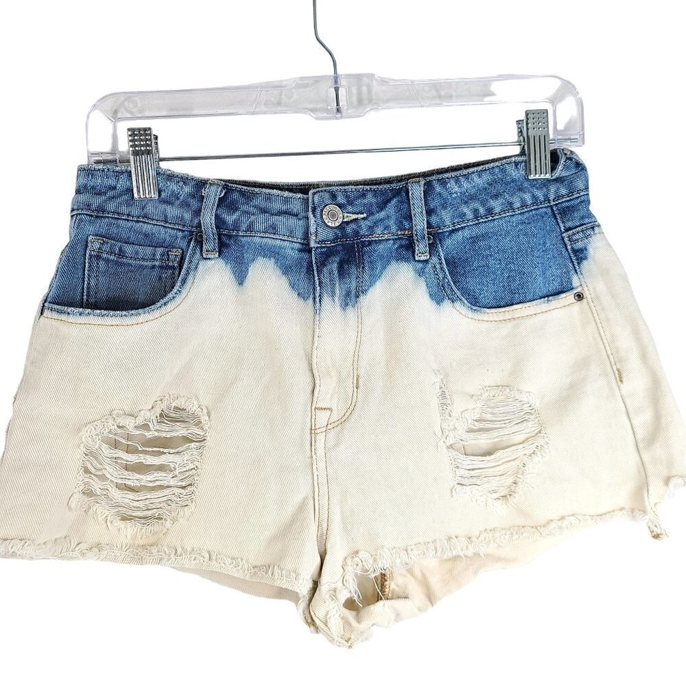 Pacsun Distressed Bleached Jean Cut off High Rise Festival Denim Shorts Size 28